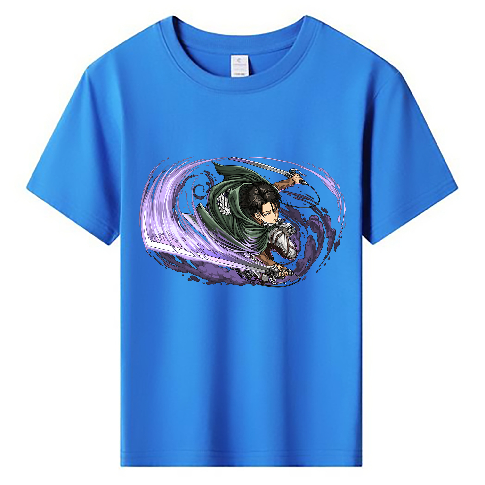 （画像用） 進撃の巨人 リヴァイ·アッカーマン Attack on Titan Levi Ackerman 綿100％キッズTシャツ（フロントプリント）